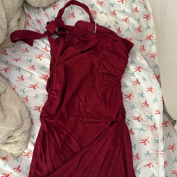 Peppermayo Annalissa Linen Mini Dress Size 6 Red - Picture 2 of 4